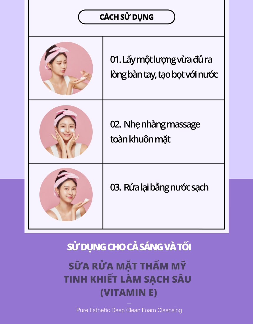 Sữa Rửa Mặt Trắng Da Vitamin E WHISIS Pure Esthetic Deep Clean Foam Cleansing 120ml