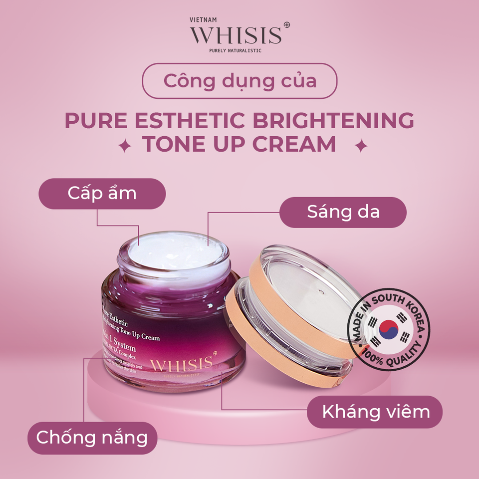 Kem Dưỡng Ẩm Trắng Da WHISIS Pure Esthetic Brightening Tone Up Cream Nâng Tone 50g