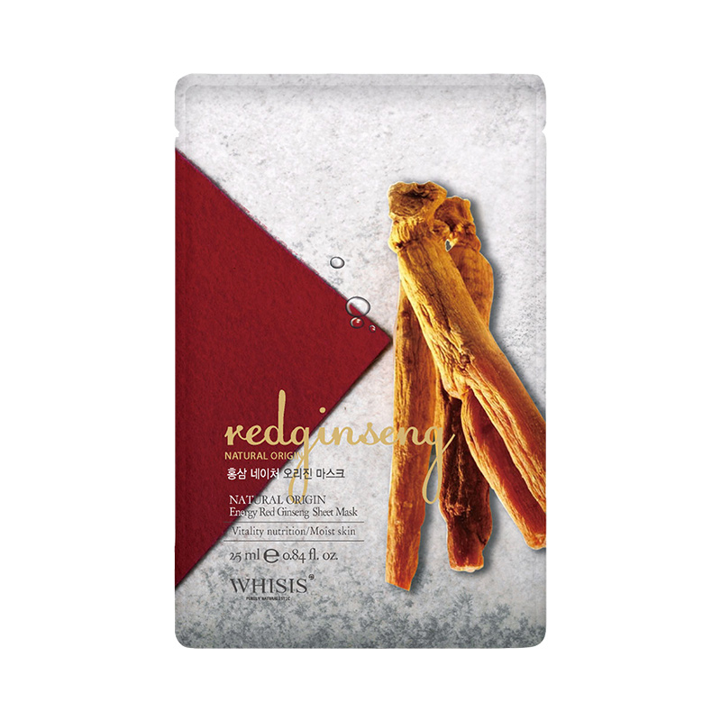 mat-na-hong-sam-WHISIS-Nature-Origin-Energy-Red-Ginseng-Sheet-Mask Mặt Nạ Giấy Hàn Quốc WHISIS Nature Origin Energy Red Ginseng Sheet Mask Chiết Xuất Hồng Sâm 25ml