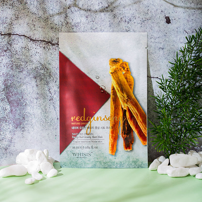 mat-na-sua-chua-whisis-2 Mặt Nạ Giấy Hàn Quốc WHISIS Nature Origin Energy Red Ginseng Sheet Mask Chiết Xuất Hồng Sâm 25ml