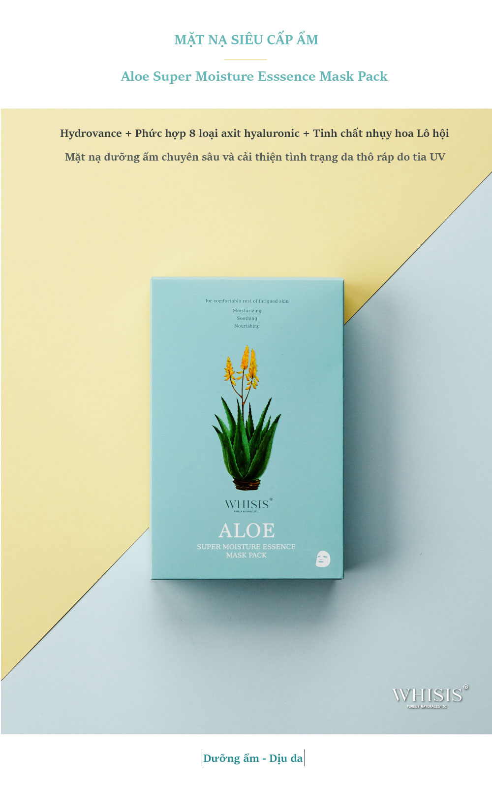 Mặt Nạ Giấy Hàn Quốc Cấp Ẩm WHISIS Aloe Super Moisture Essence Mask Pack Chiết Xuất Nha Đam 25ml