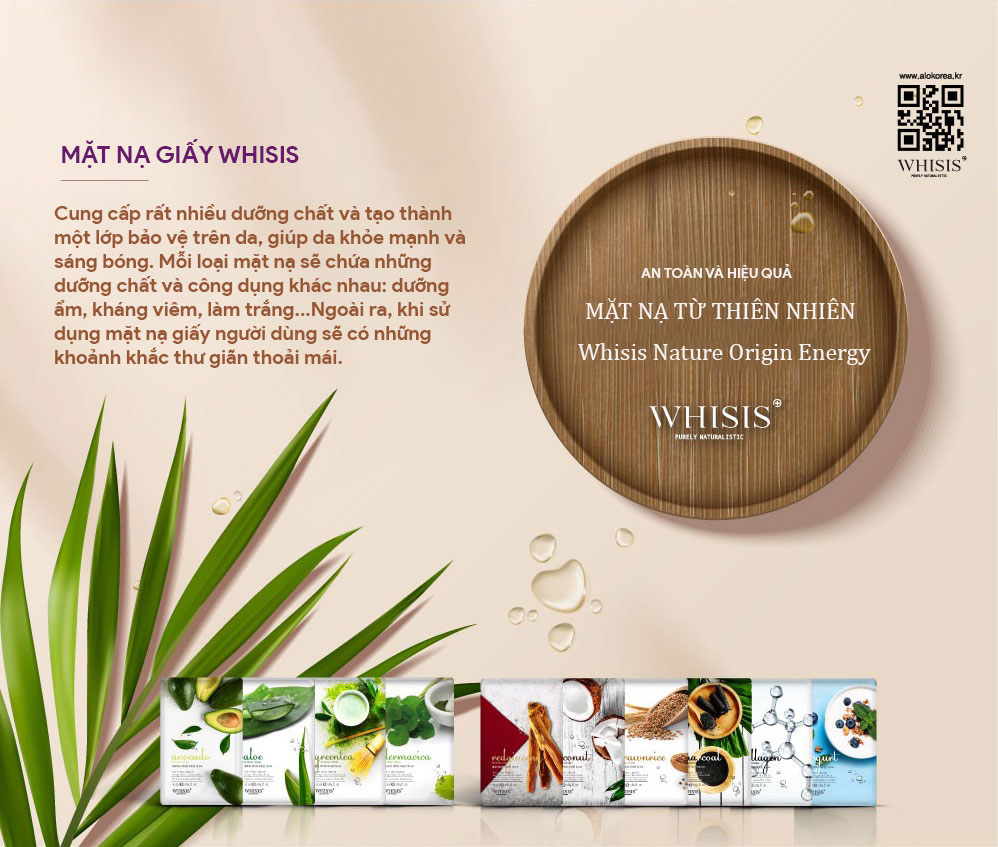 Mặt Nạ Giấy Hàn Quốc WHISIS Nature Origin Energy Brownrice Sheet Mask Chiết Xuất Gạo Lứt 25ml
