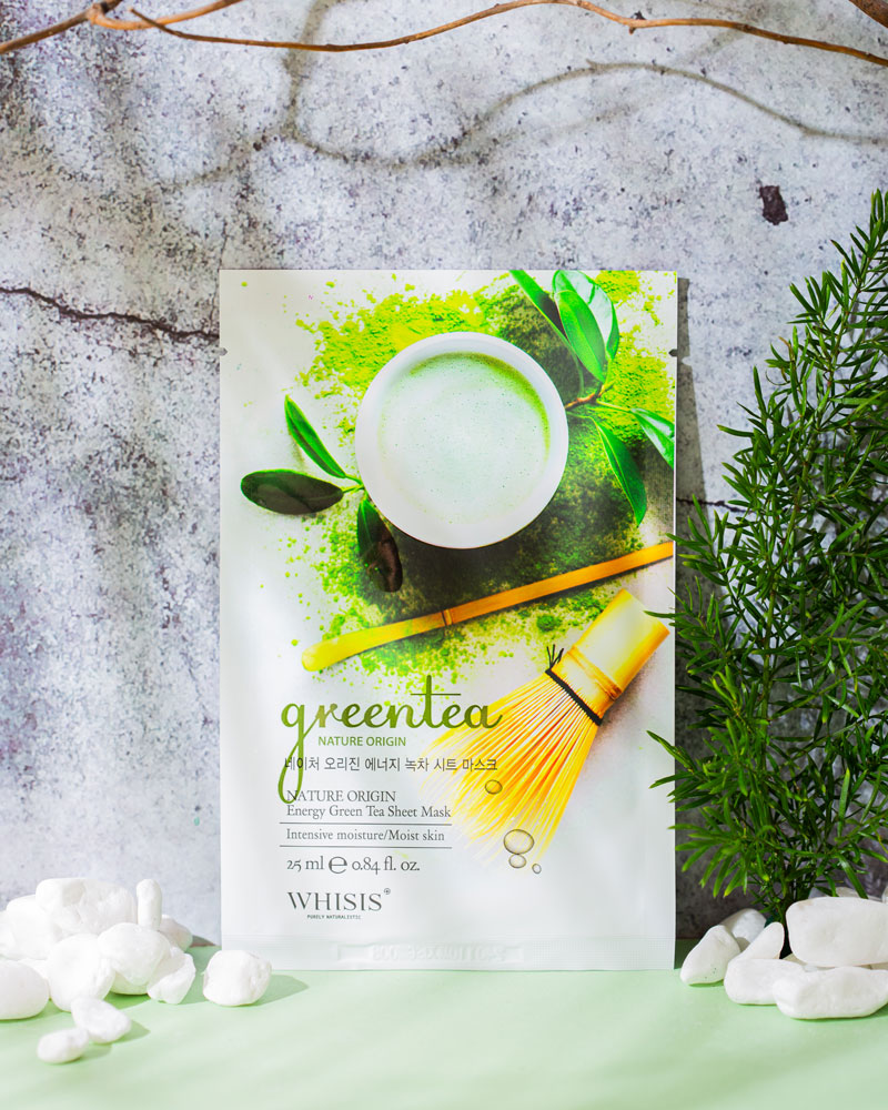 mat-na-tra-xanh-whisis-7 Mặt Nạ Giấy Hàn Quốc Trị Mụn Trà Xanh WHISIS Nature Origin Energy Green Tea Sheet Mask 25ml