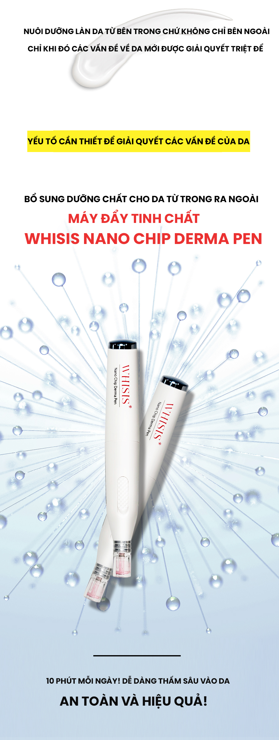 Máy Đẩy Tinh Chất Hàn Quốc WHISIS Nano Chip Derma Pen Mờ Nám, Giảm Nếp Nhăn