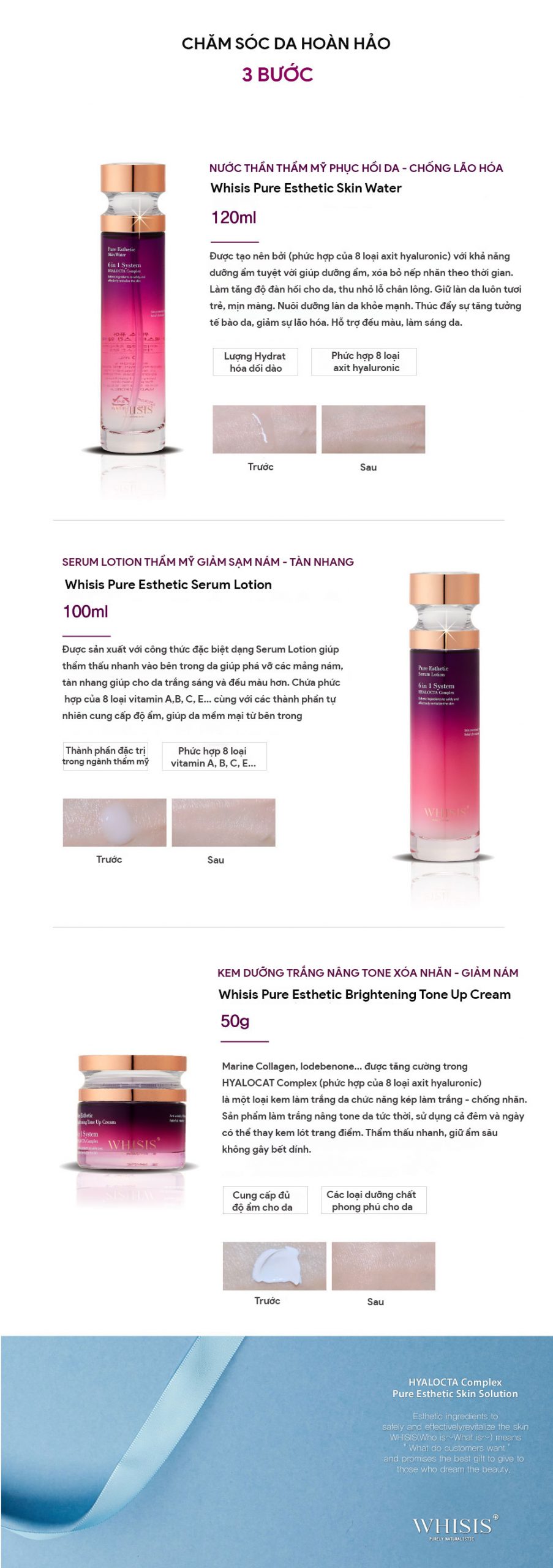 Kem Dưỡng Ẩm Trắng Da WHISIS Pure Esthetic Brightening Tone Up Cream Nâng Tone 50g